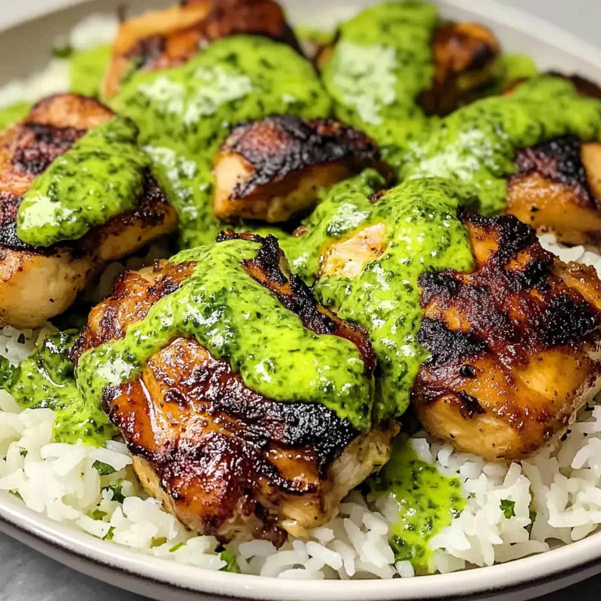 Peruanisches Huhn Reis grüne Sauce