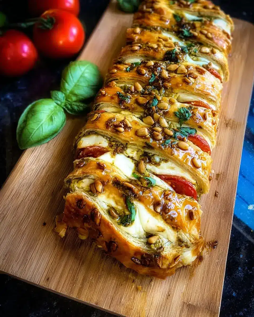 Pesto Strudel mit Tomate und Mozzarella
