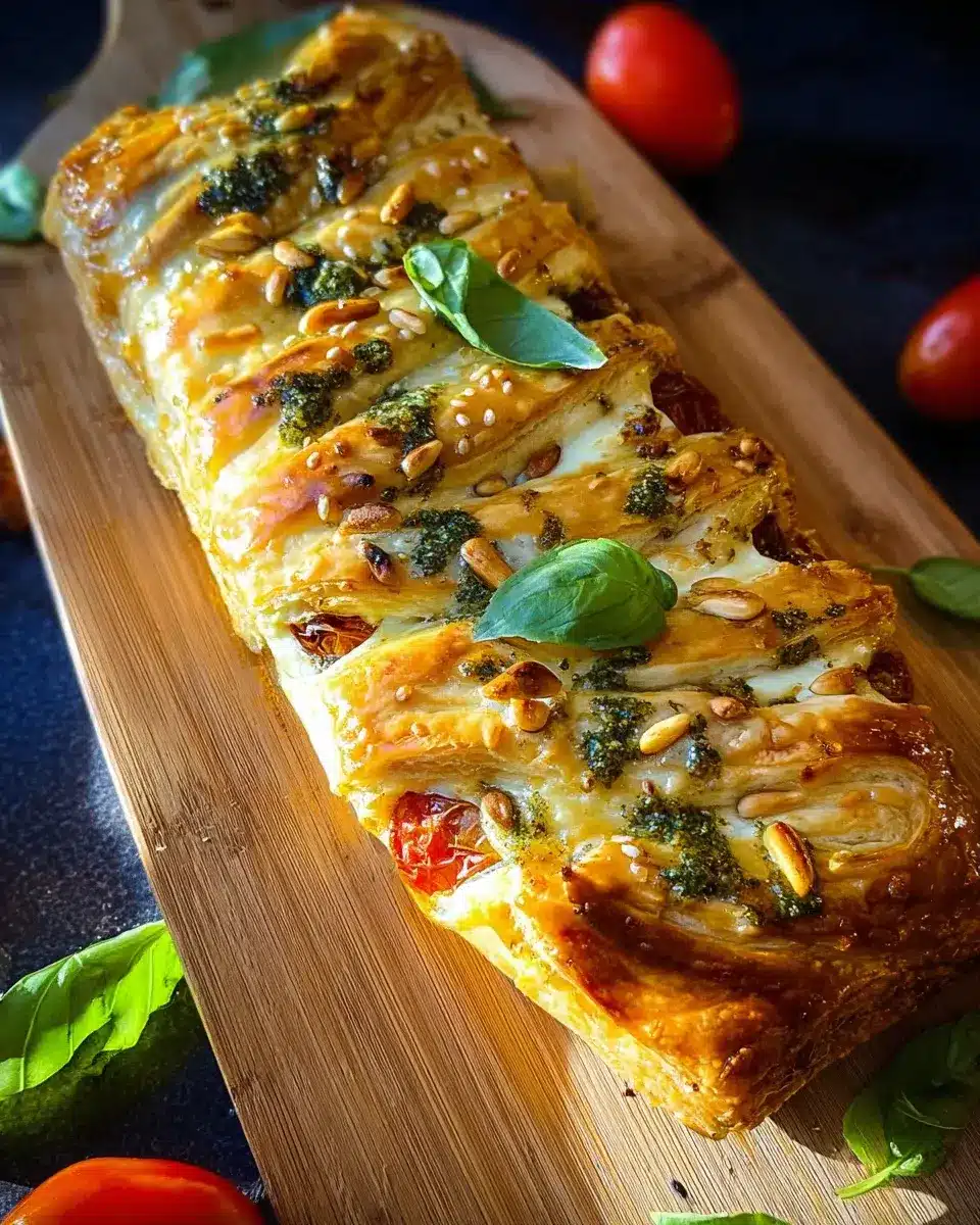 Pesto Strudel mit Tomate und Mozzarella
