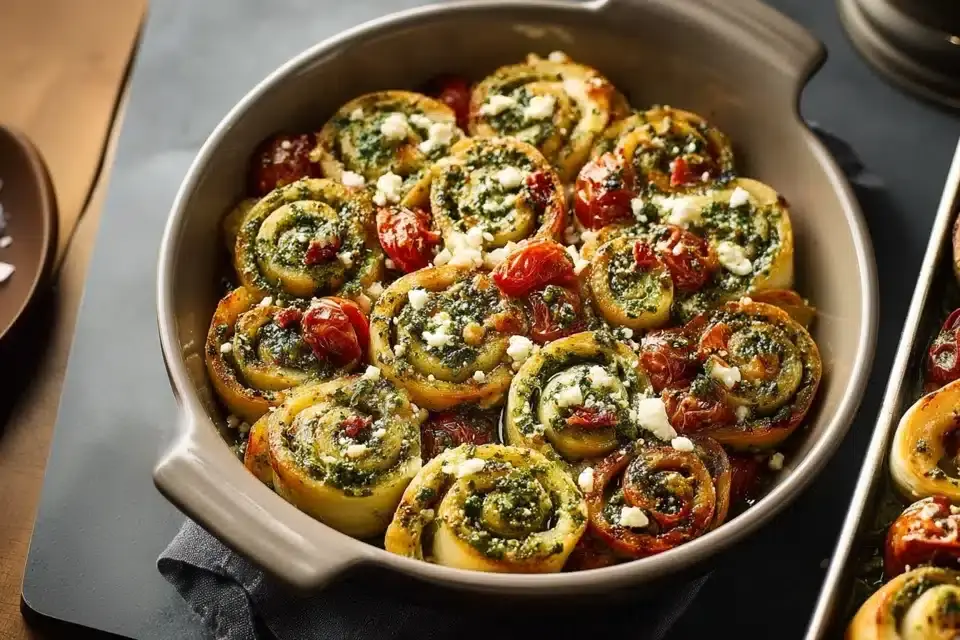 Pesto Tomaten Feta Schnecken Rezept einfach & fluffig