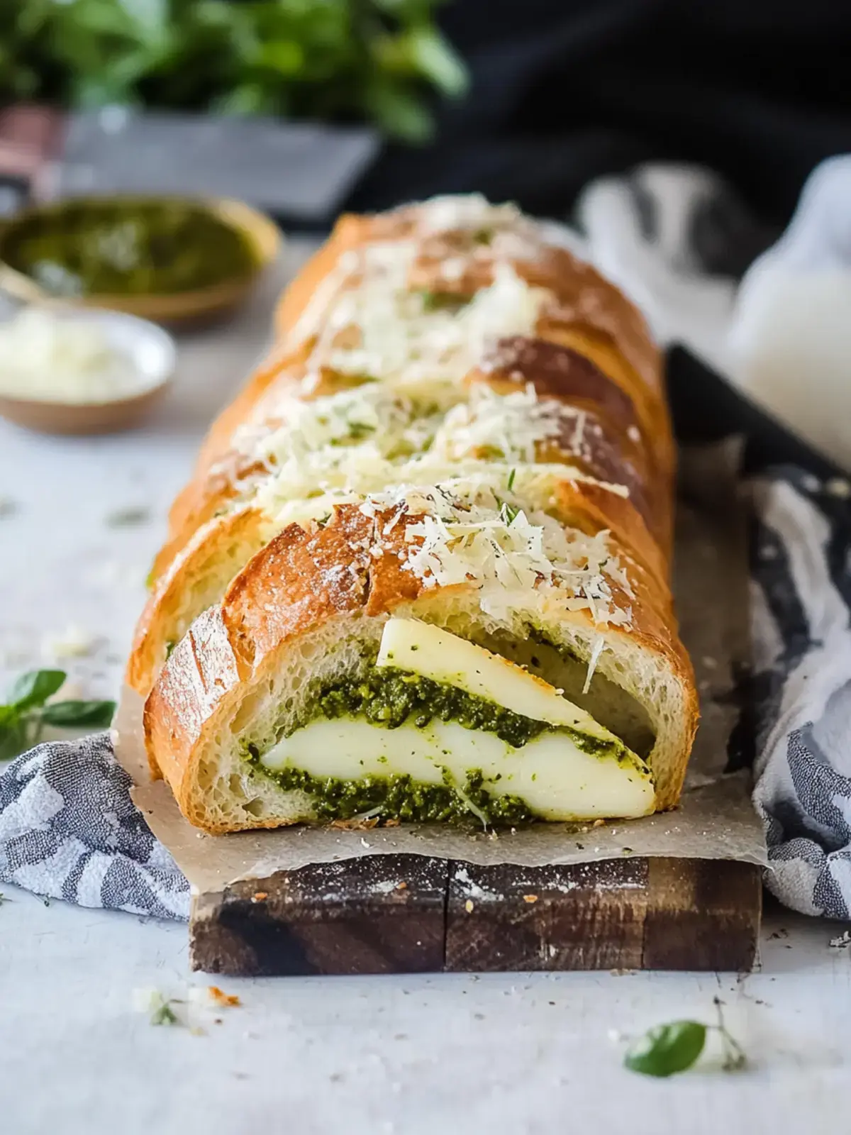 Pestobrot mit Parmesan