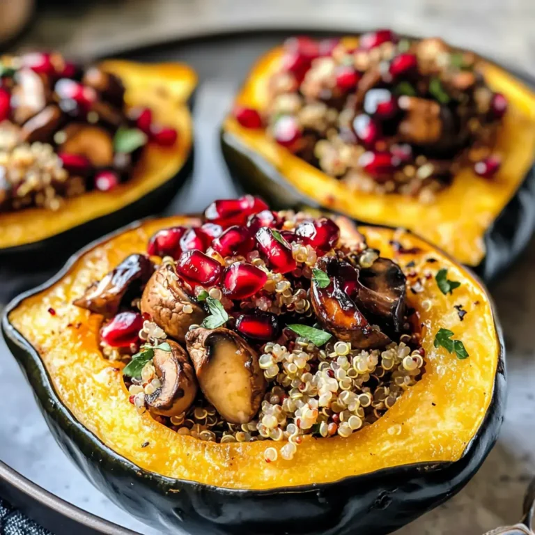 Pilz- und Quinoa-gefüllte Eichelkürbis