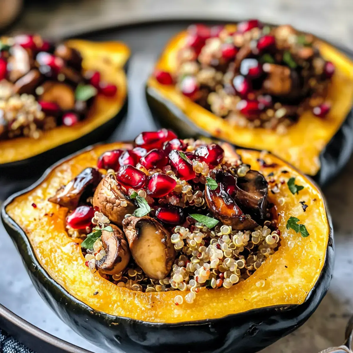 Pilz- und Quinoa-gefüllte Eichelkürbis