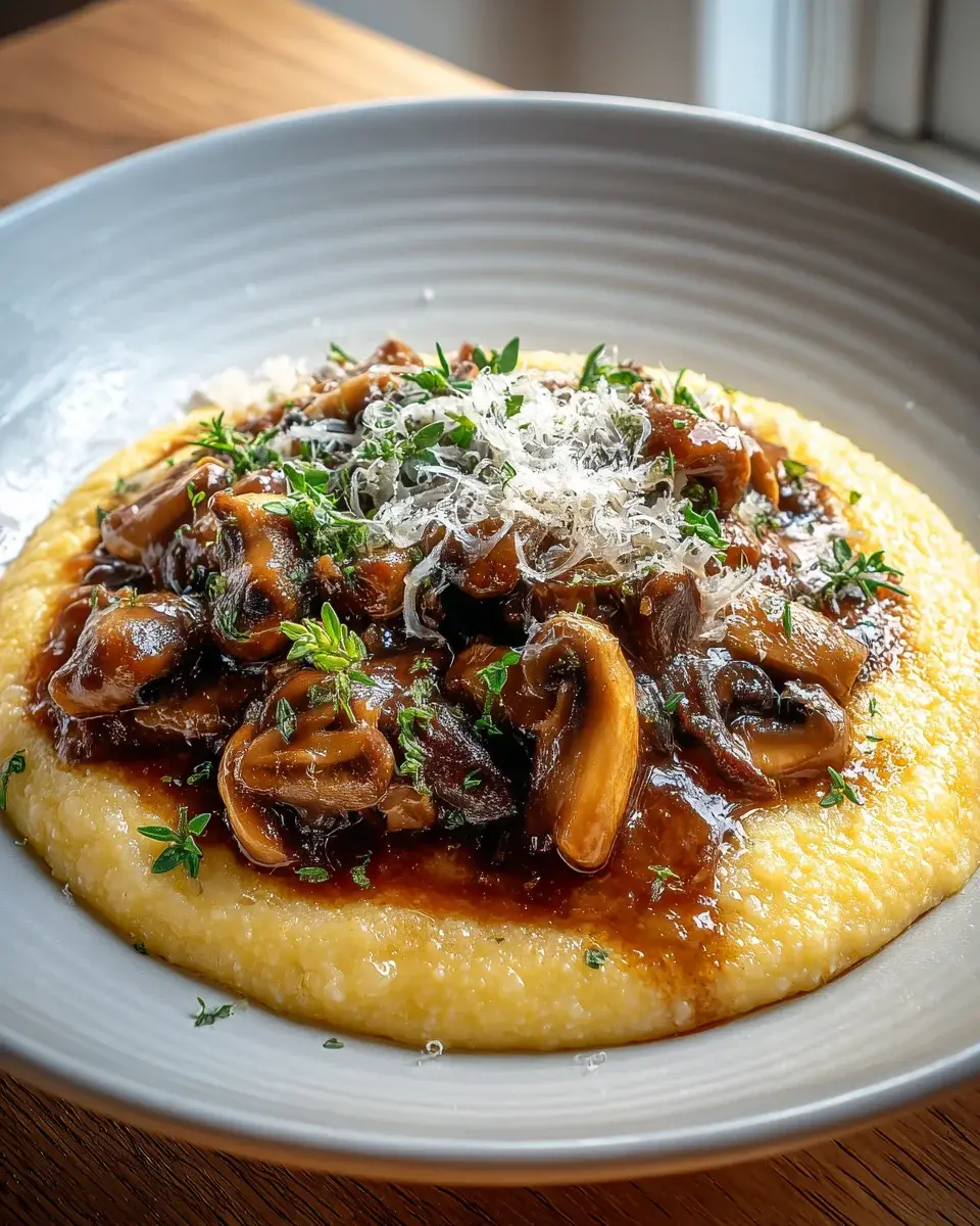 Pilzragout auf Parmesan Polenta