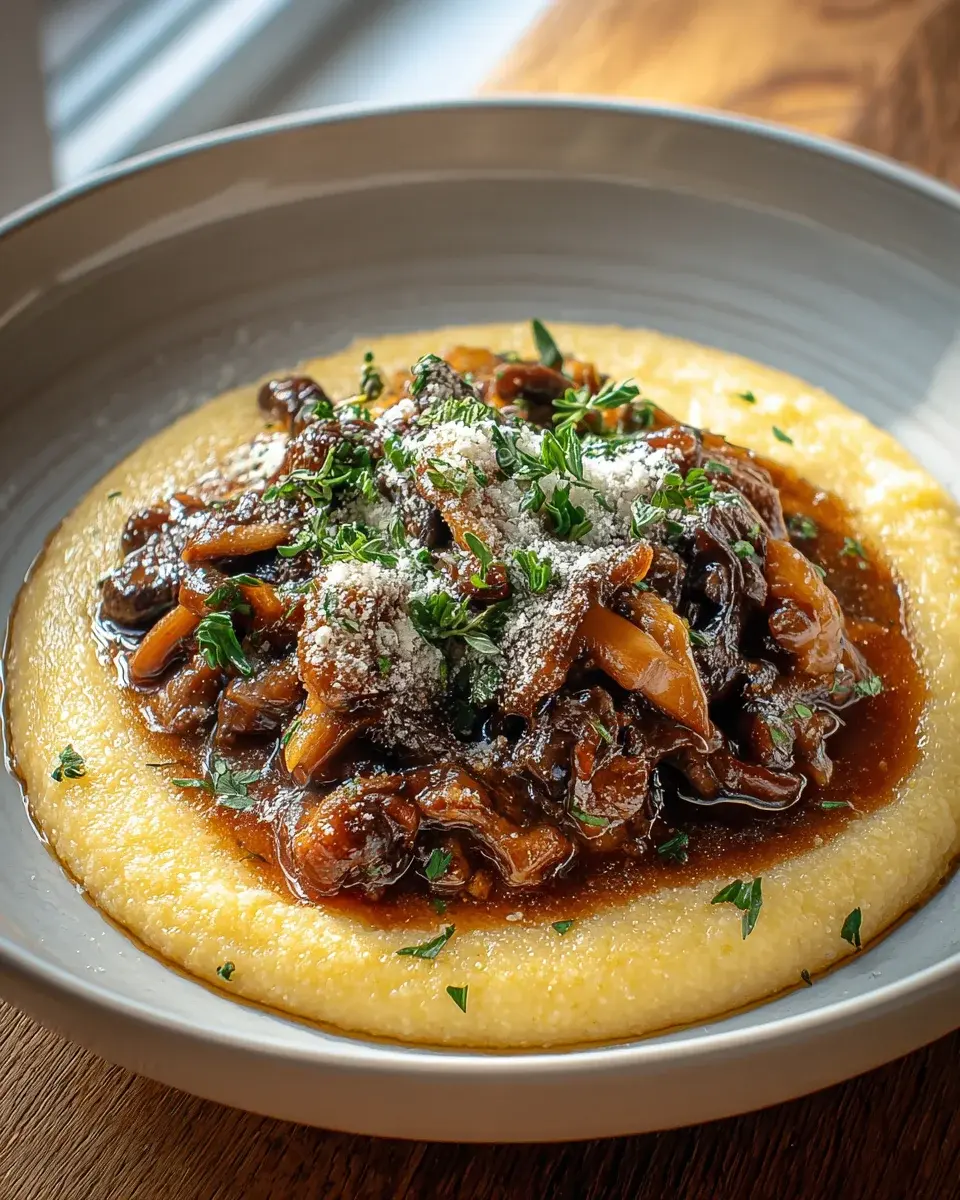 Pilzragout auf Parmesan Polenta