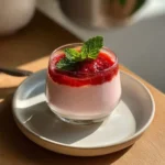 Rhabarber Joghurt Mousse Erdbeersauce