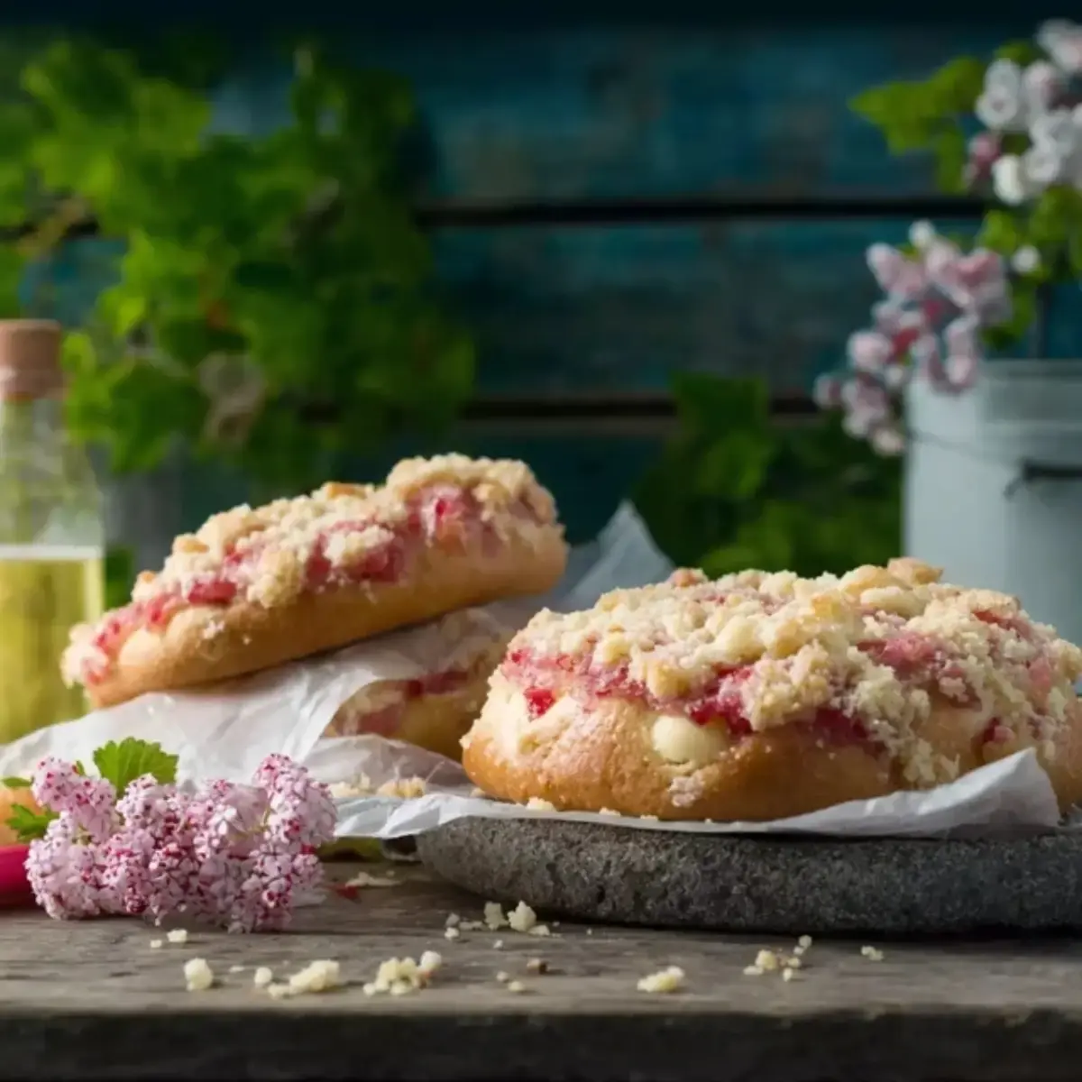 Rhabarber Streusel Taler Rezept