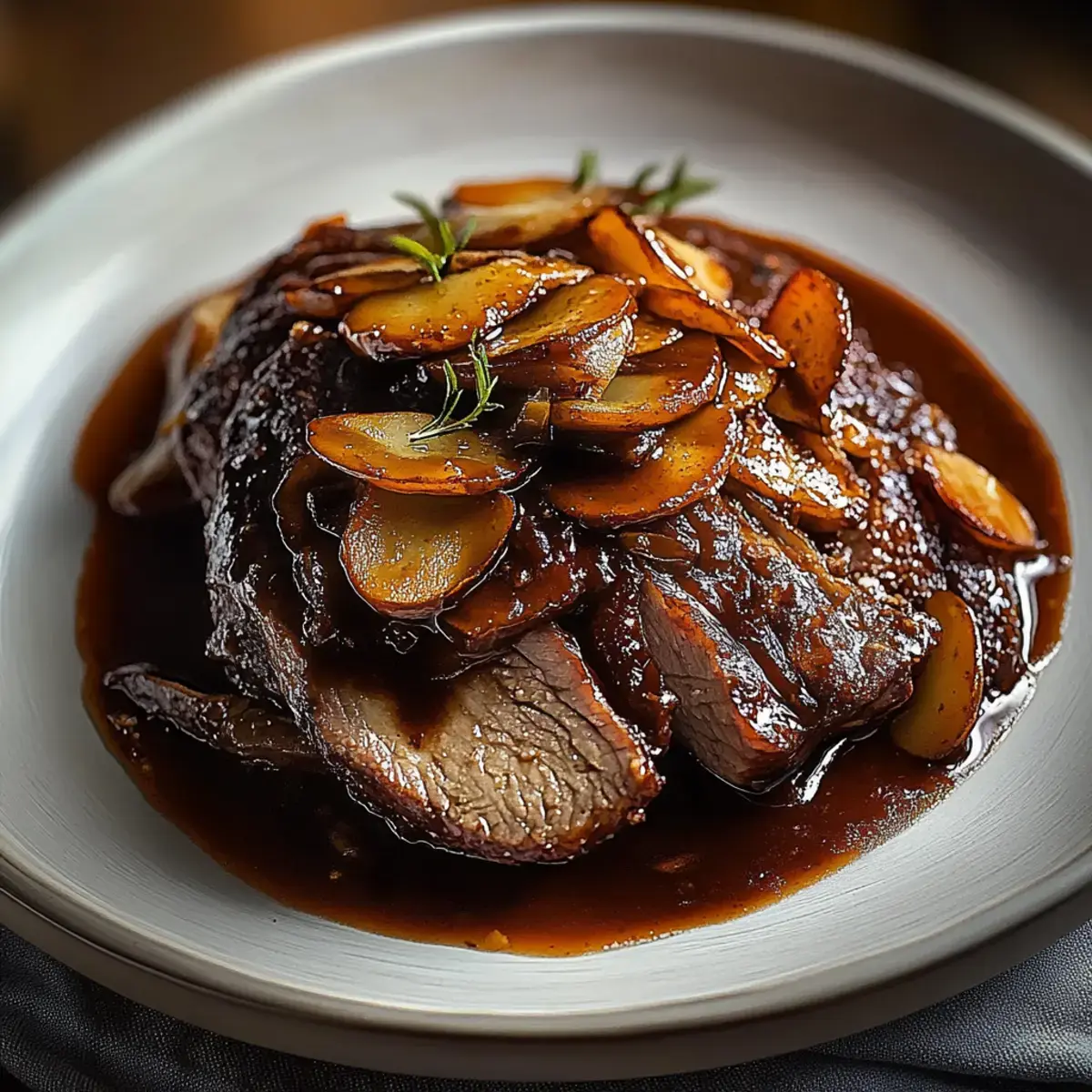 Rinderbrust Balsamico-Zwiebelsauce