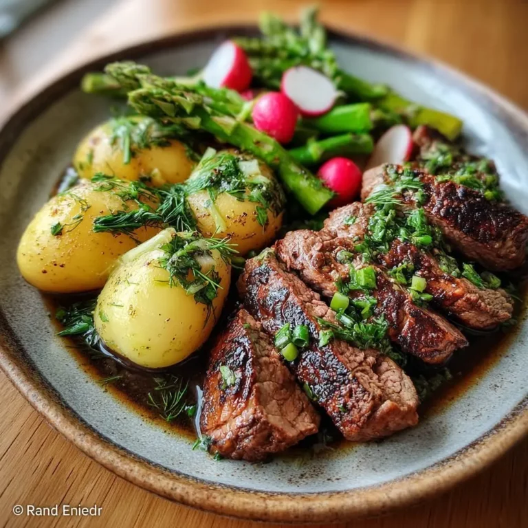 Rinderfiletstreifen „Frühlingswiese“ mit Dillkartoffeln und Spargel-Radieschen-Salat – LNNRW