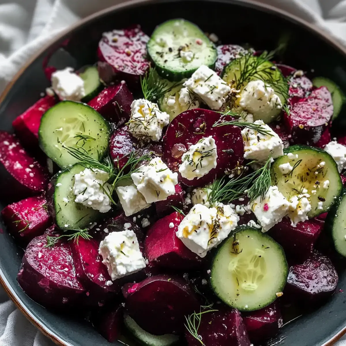 Rote Bete Salat mit Feta Gurken Dill