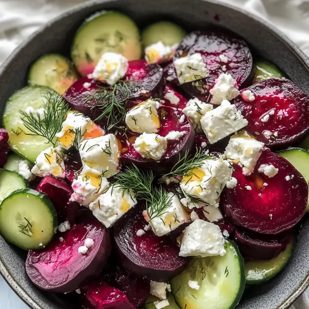 Rote Bete Salat mit Feta Gurken Dill