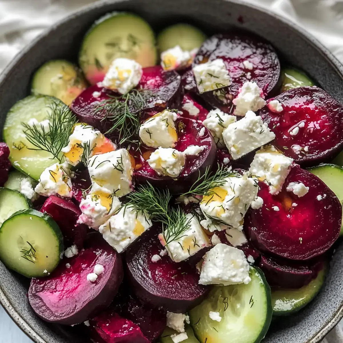 Rote Bete Salat mit Feta Gurken Dill