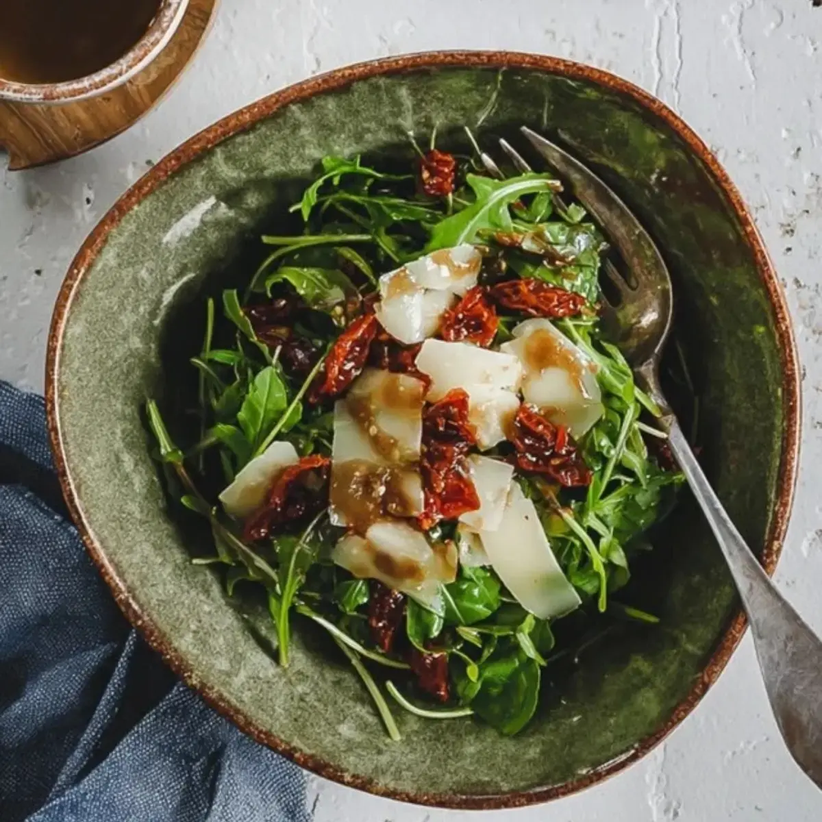 Rucola Salat mit getrockneten Tomaten und Parmesan
