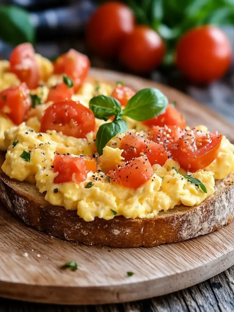 Rühreier mit Tomaten auf Brot