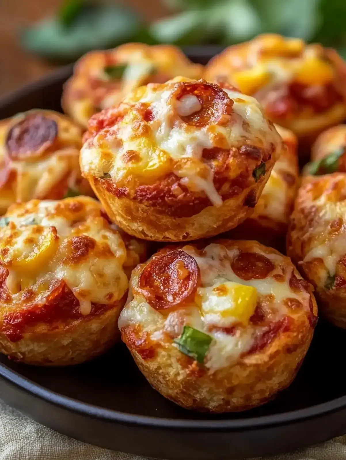 Saftige Pizza Muffins mit Salami und Kyse