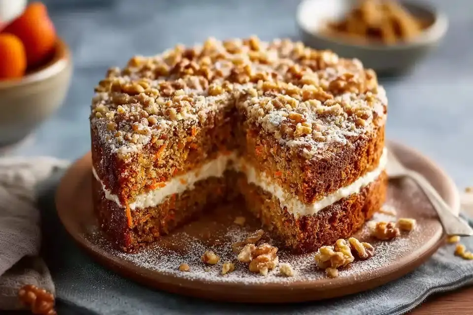 Saftiger Karottenkuchen mit Frischkyse Creme