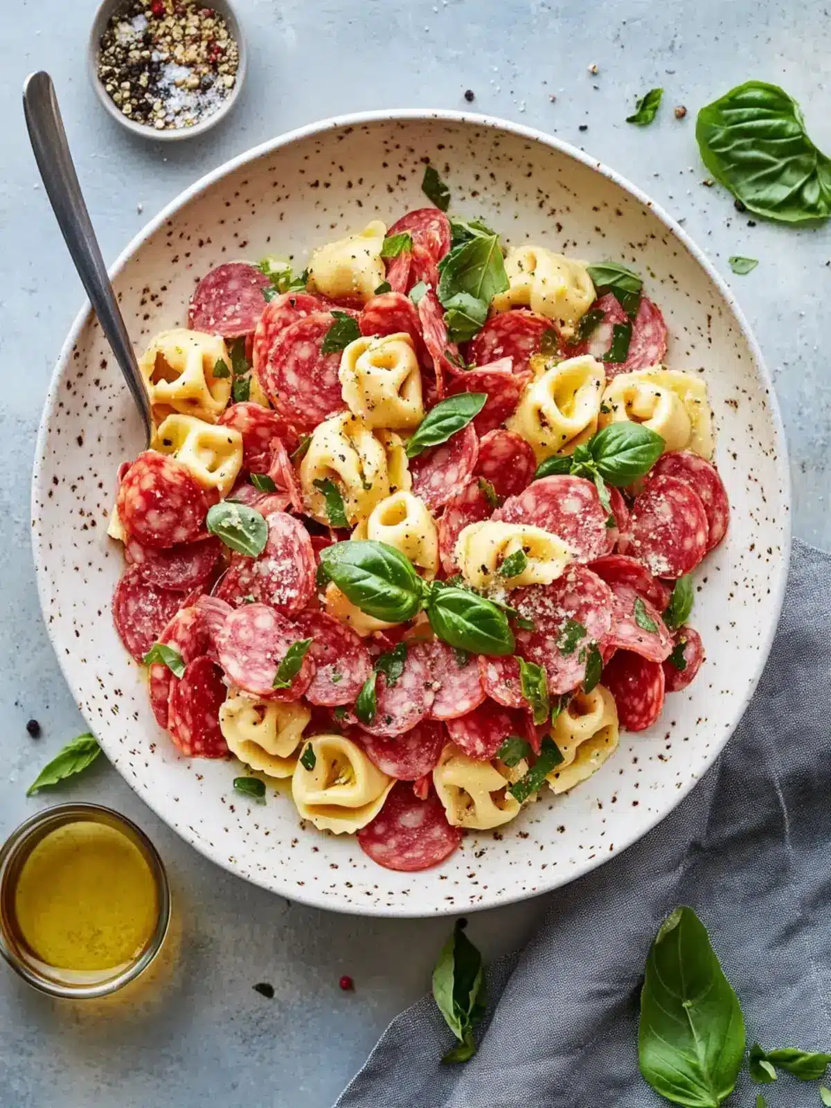 Salami-Mozzarella Tortellini Pasta Salat Rezept