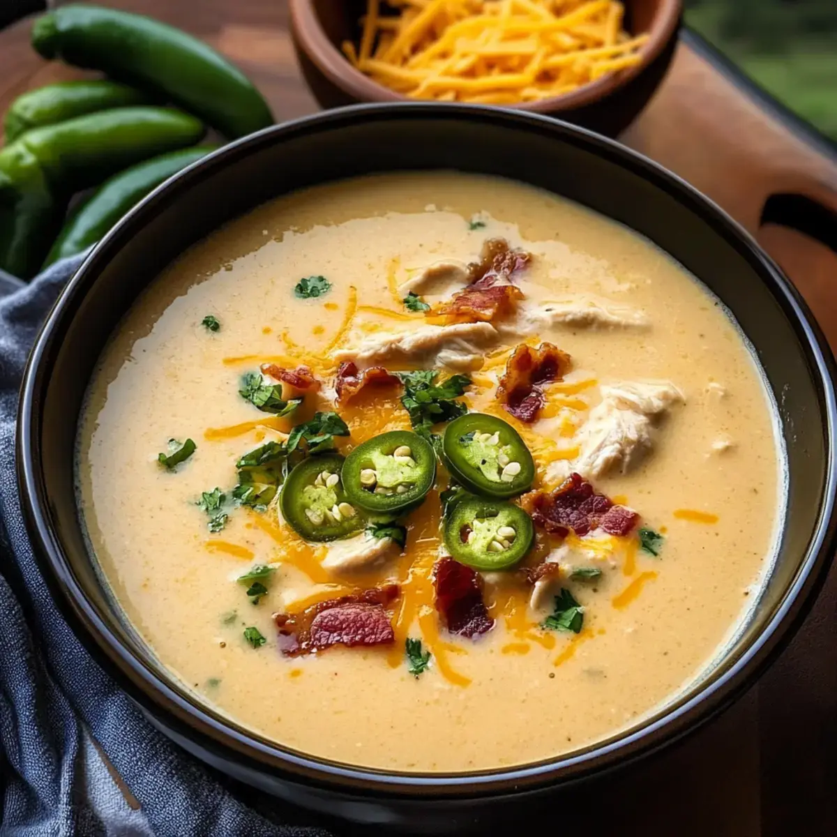 Scharfe Jalapeño-Popper-Hühnchen-Suppe