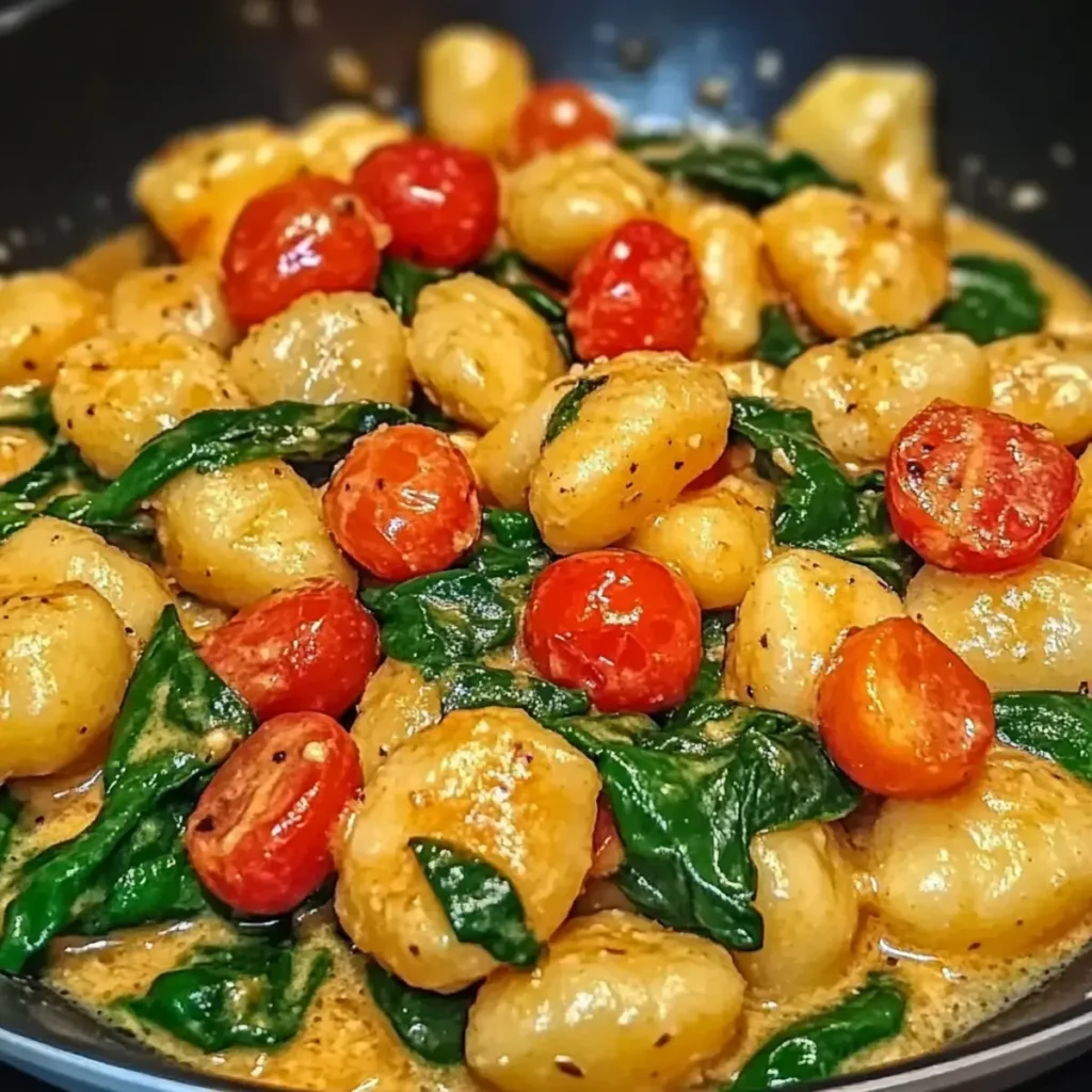 Schnelle Gnocchi-Pfanne mit Tomate & Spinat – Einfache, köstliche Mahlzeit