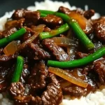 Schnelles Chinesisches Rindfleisch mit Zwiebeln Pfannengericht