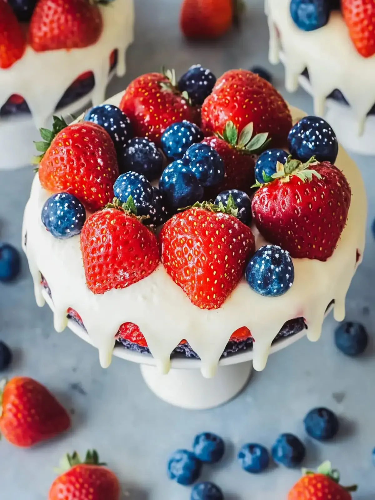 Schnelles Dessert Rot Weiß Blau Erdbeeren