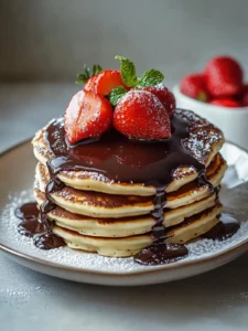 Schokowolke Pancake Stapel mit Schokoladenglasur