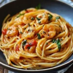 Spaghetti mit Garnelen in Frischkäsesauce