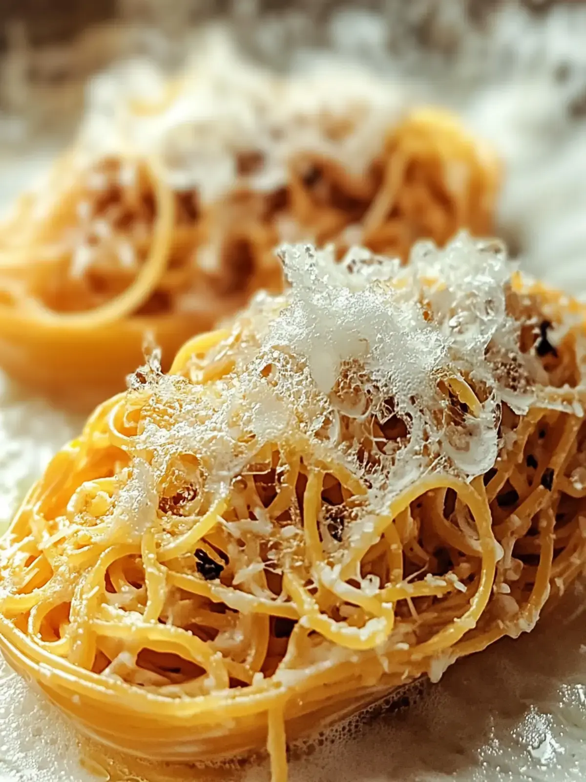 Spaghettikürbis mit Spinat und Pilzen