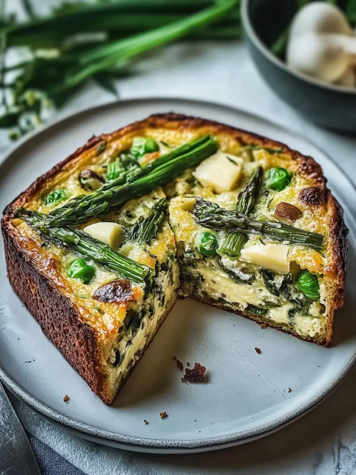 Spargel und Pilz-Frittata mit Sauerteigbrot