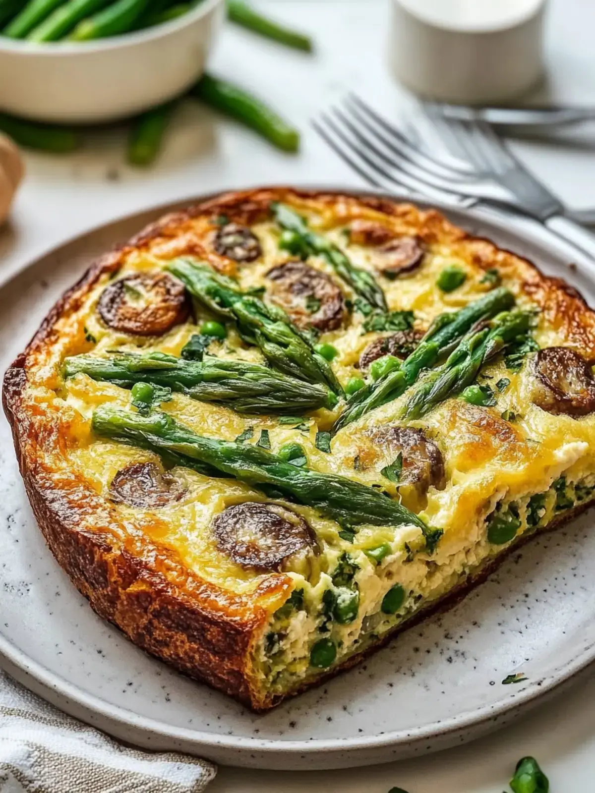 Spargel und Pilz Frittata mit Sauerteigbrot