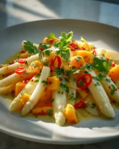 Spargelsalat mit Mango, Chili und Limettensaft