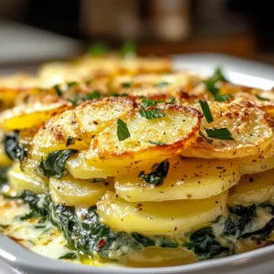 Herzhafter Spinat-Kartoffel-Knoblauch-Auflauf