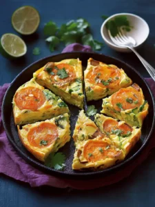 Süßkartoffel-Tortilla mit Käse und Kräutern