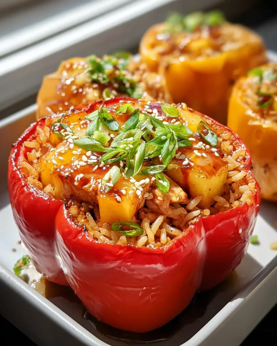 Teriyaki Ananas Hyhnchen Reis gefyllte Paprika 2
