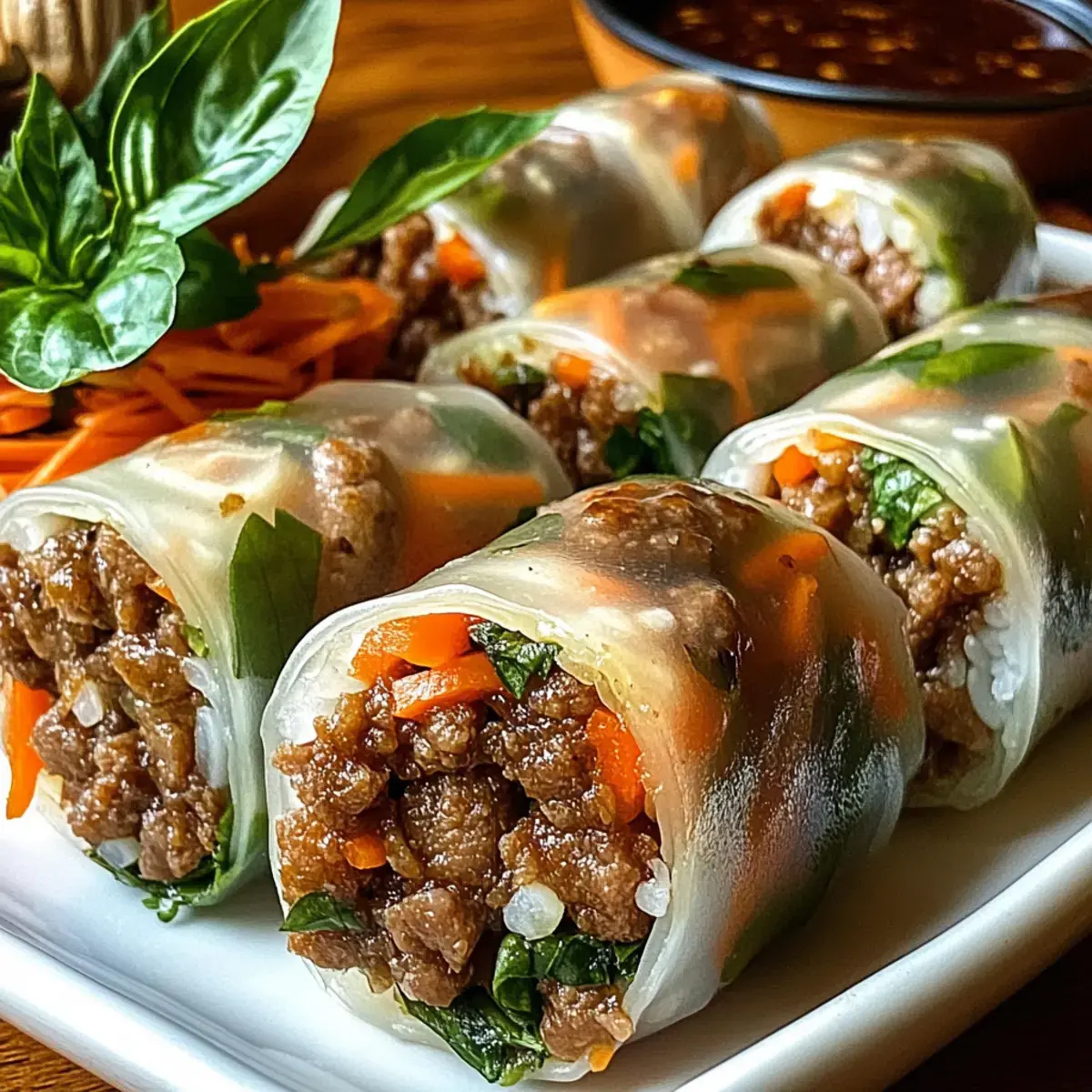 Thai Basilikum Rindfleisch Rollen