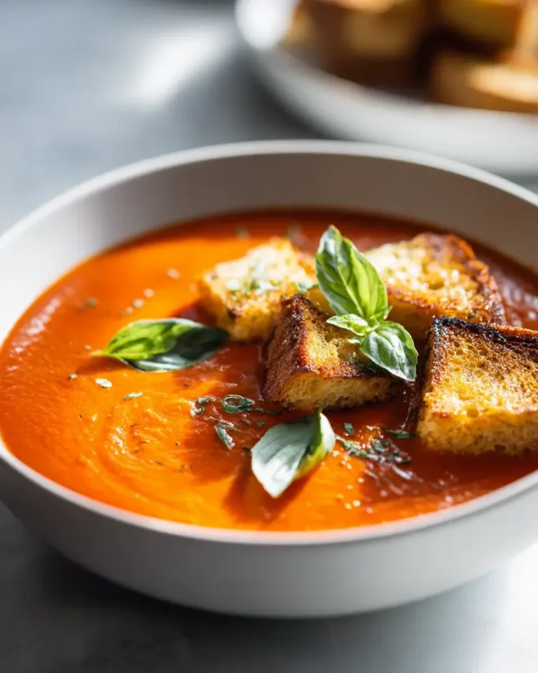 Tomaten Basilikum Suppe Gegrillte Käse Croutons