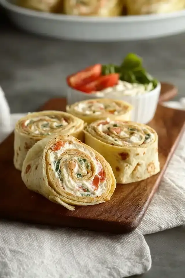 Tortilla Röllchen Rezept mit Frischkäse und Rucola
