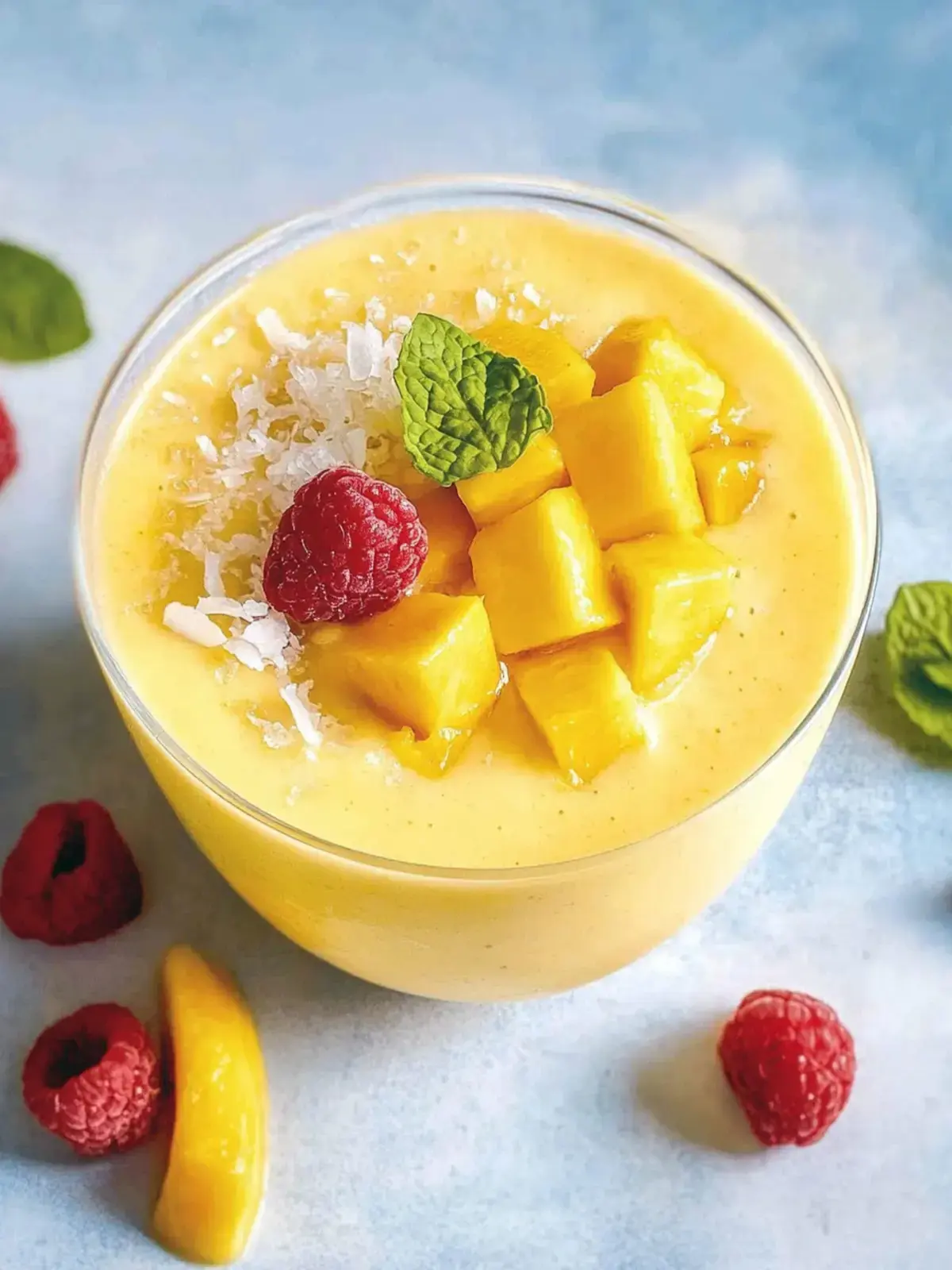 Tropische Mango Smoothie Schyssel