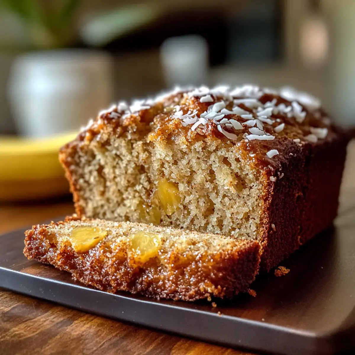 Tropisches Ananas Kokosnuss Bananenbrot