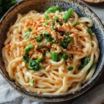 Udon Nudeln Erdnusssauce Gemyse