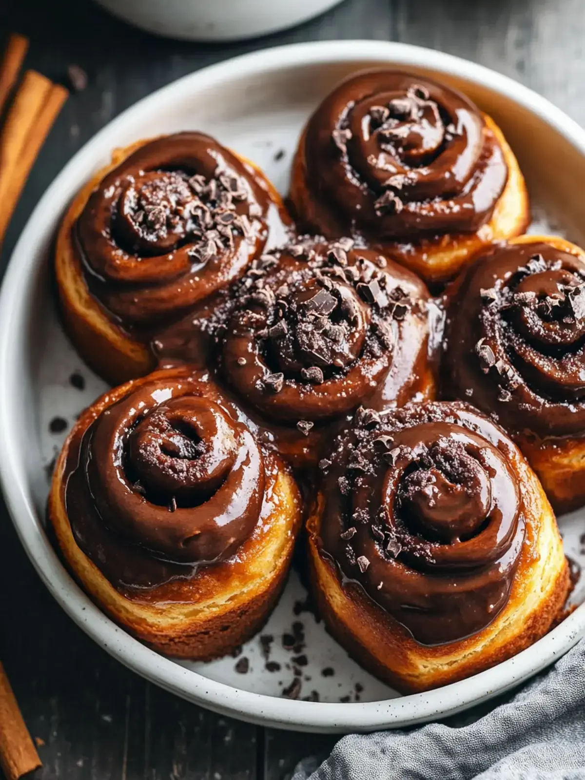 Unwiderstehliche Schoko-Zimtschnecken mit cremiger Fudge-Glasur