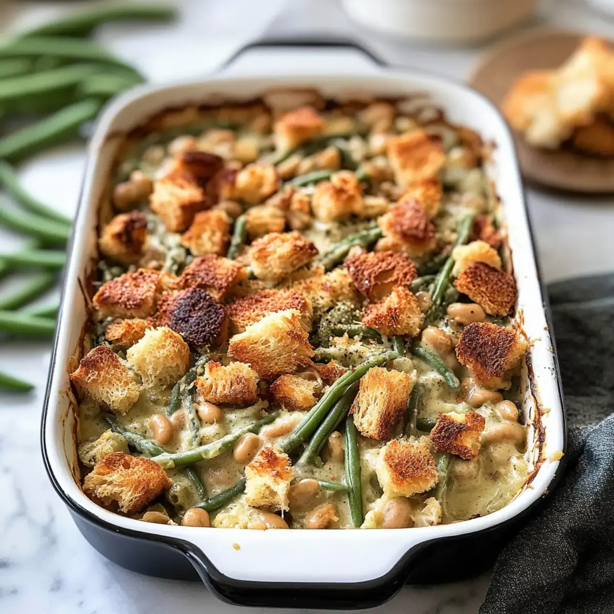Vegane Grüner Bohneneintopf Cashew Creme