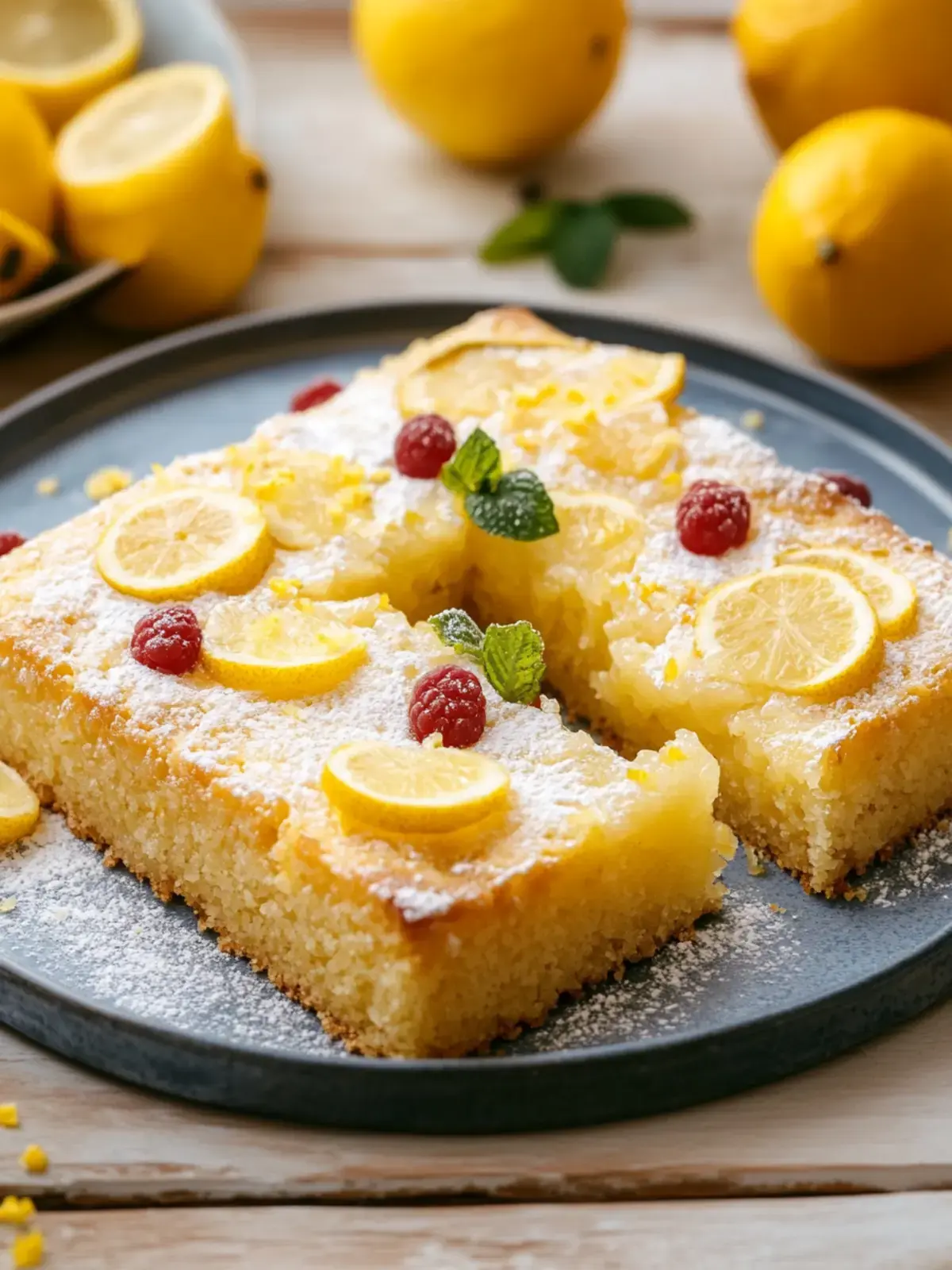 Vegane Zitronen Blechkuchen