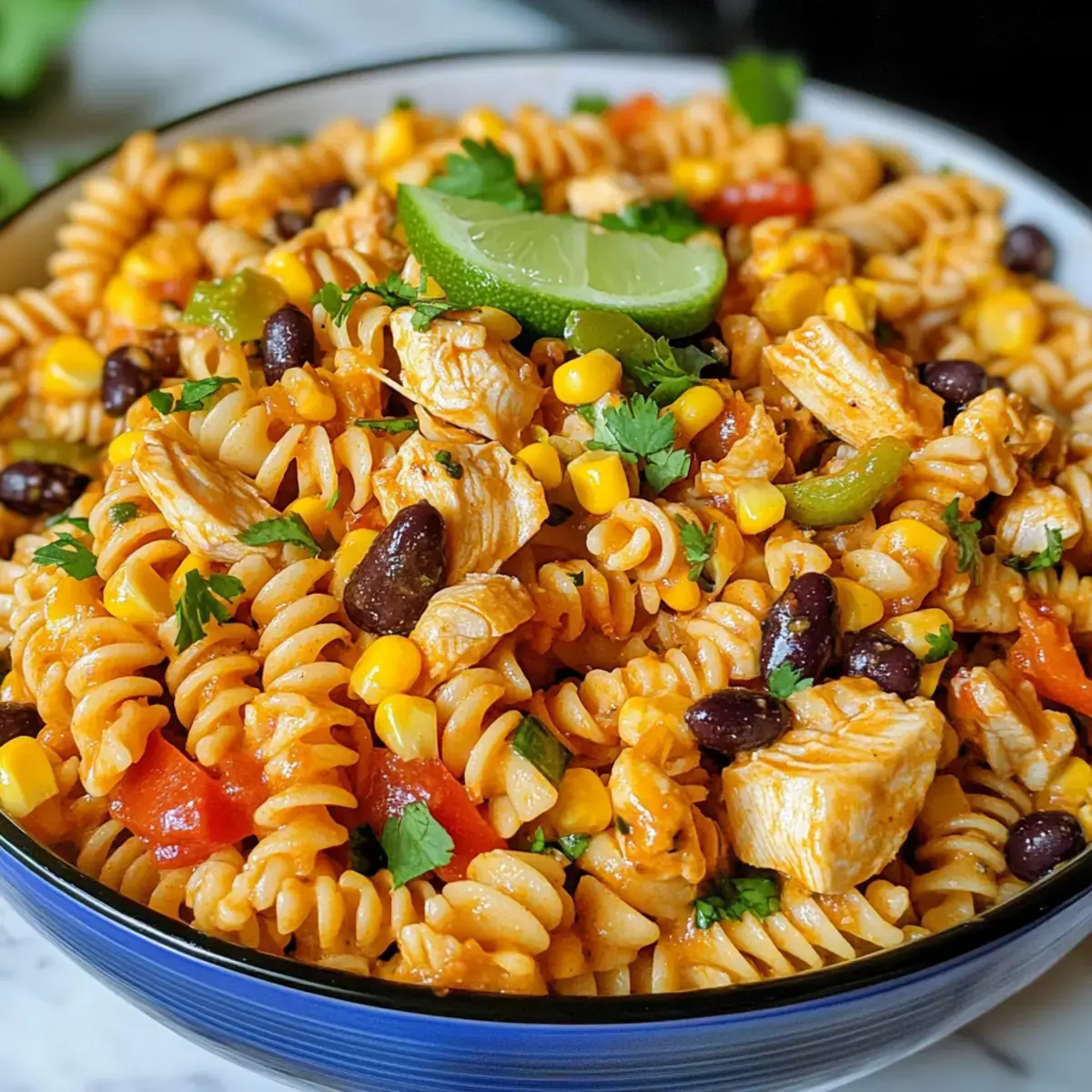 Würzige Hähnchen-Enchilada-Pasta-Salat – Einfach und Lecker 4 Würziger Hähnchen-Enchilada-Pasta-Salat