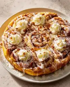 Zimtige Dessert-Pizza mit süßer Glasur