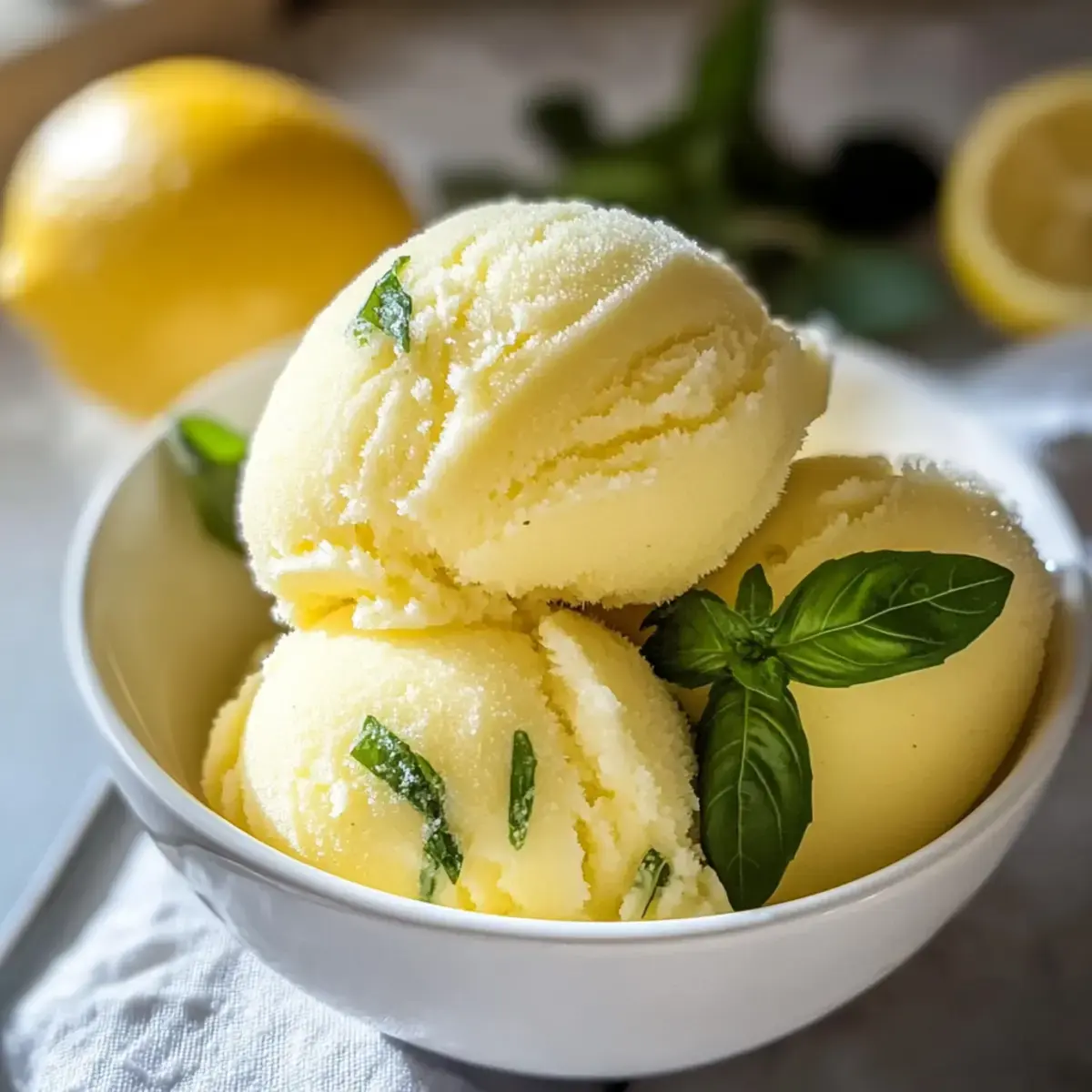 Zitronen Basilikum Sorbet