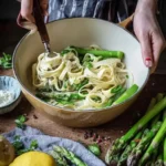 Zitronen Pasta mit grünem Spargel