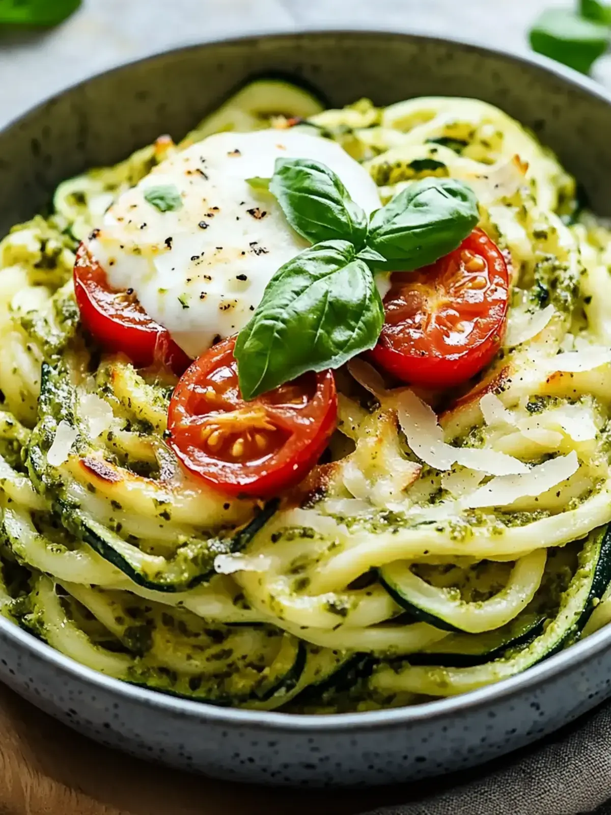 Zucchini-Nudeln mit Pesto