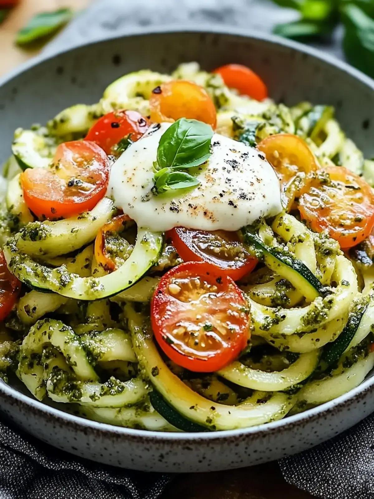 Zucchini-Nudeln mit Pesto