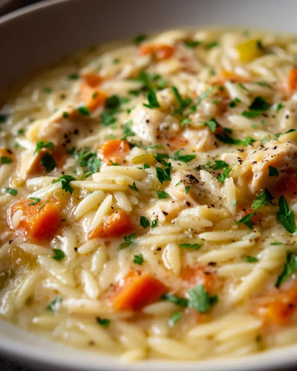 Cremige Hühner-Orzo-Suppe mit Karotten und Sellerie Rezept - cinnamonbelle 2 cremige hühner-orzo-suppe rezept